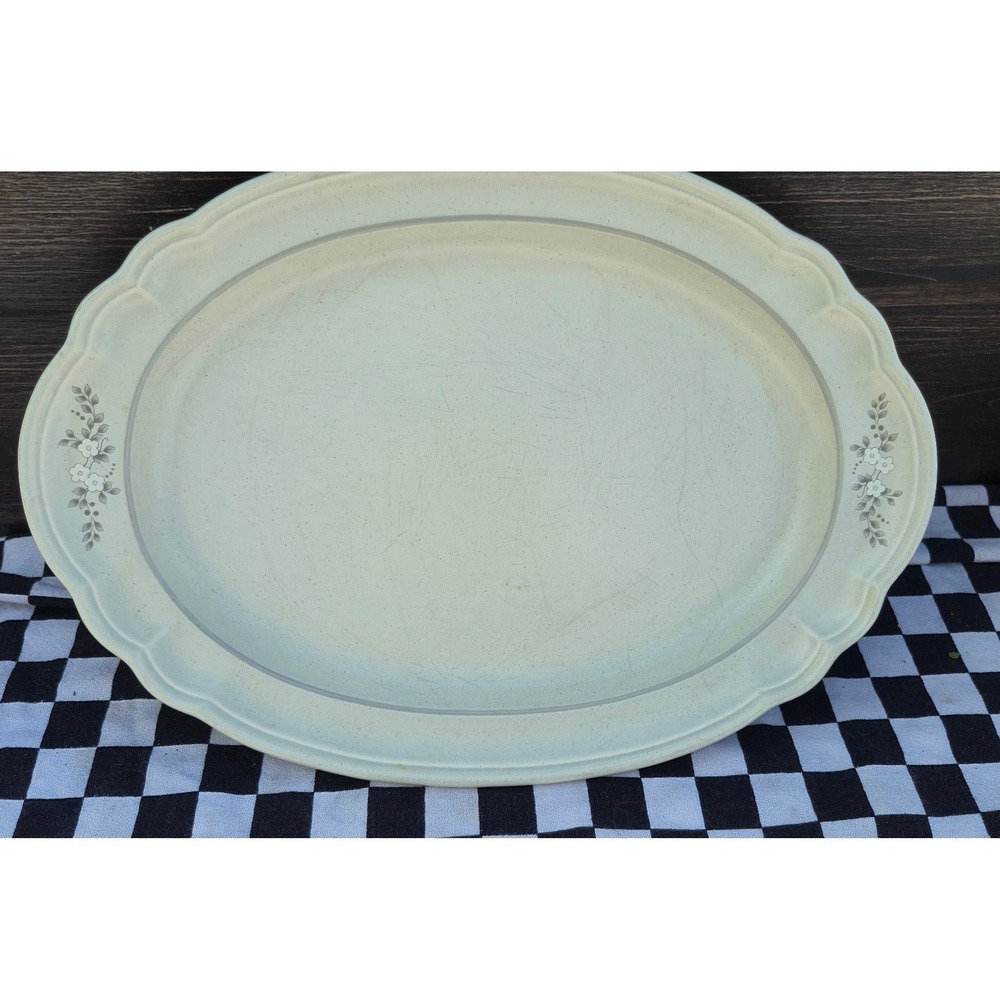 Pfaltzgraff Village Oval Serving Platter 14.5 Inch Scalloped Stoneware USA Made